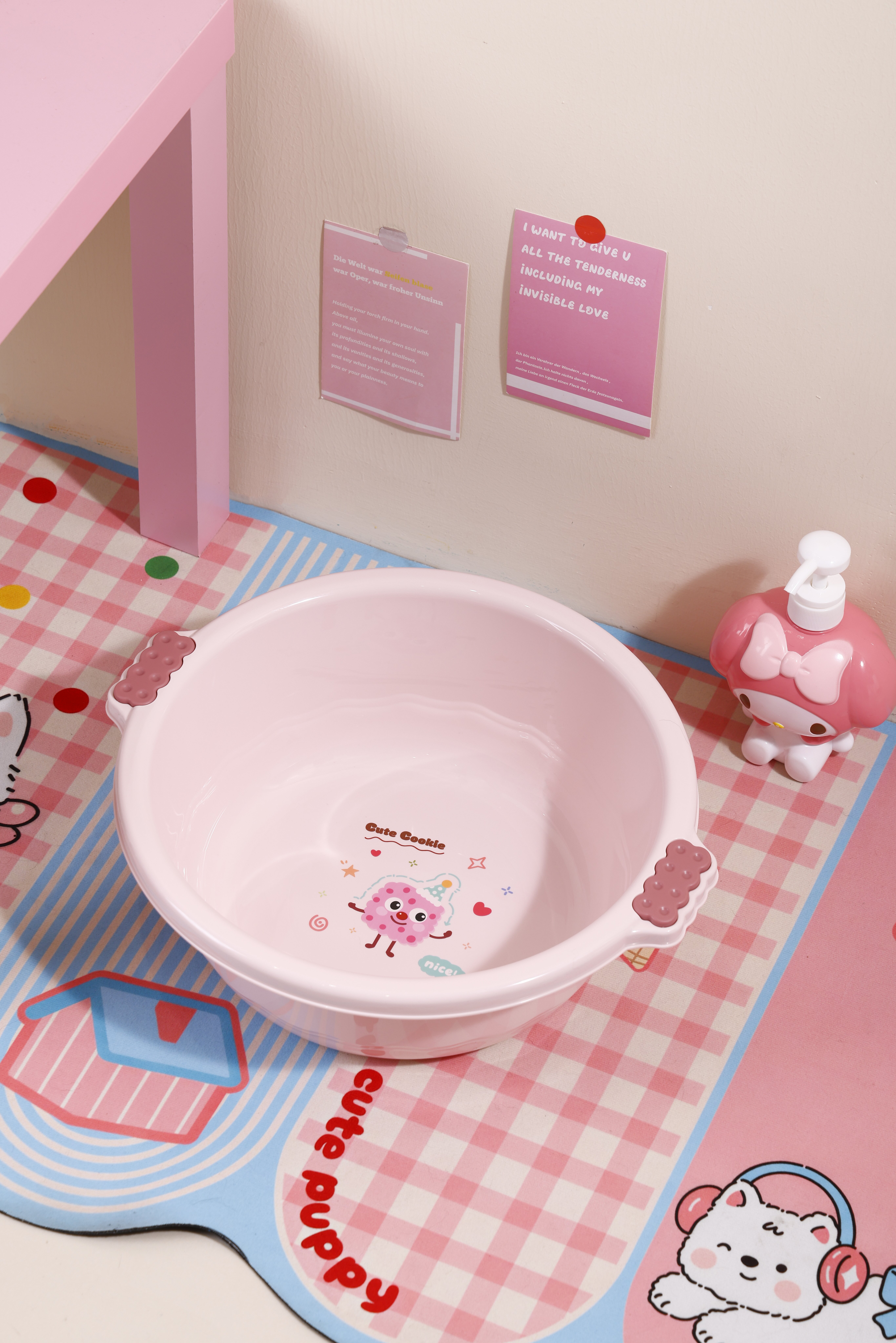 F56-7080 Colorful cookie basin, thickened cartoon washbasin, large household vegetable washing plastic washbasin, student dormitory laundry foot basin, baby basin detail image 2