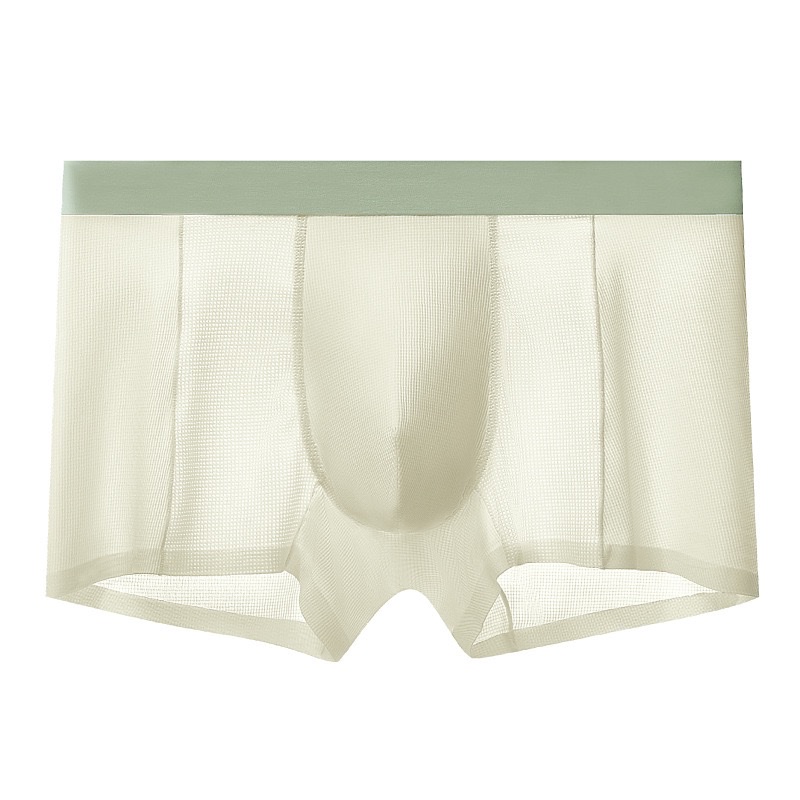 2026 New Waffle Ultra-thin Breathable ice silk men's four-corner underwear, color-blocking mid-waist comfortable seamless shorts, men's underwear, men's boxer underwear, Men's loose and comfortable underwear Item Picture