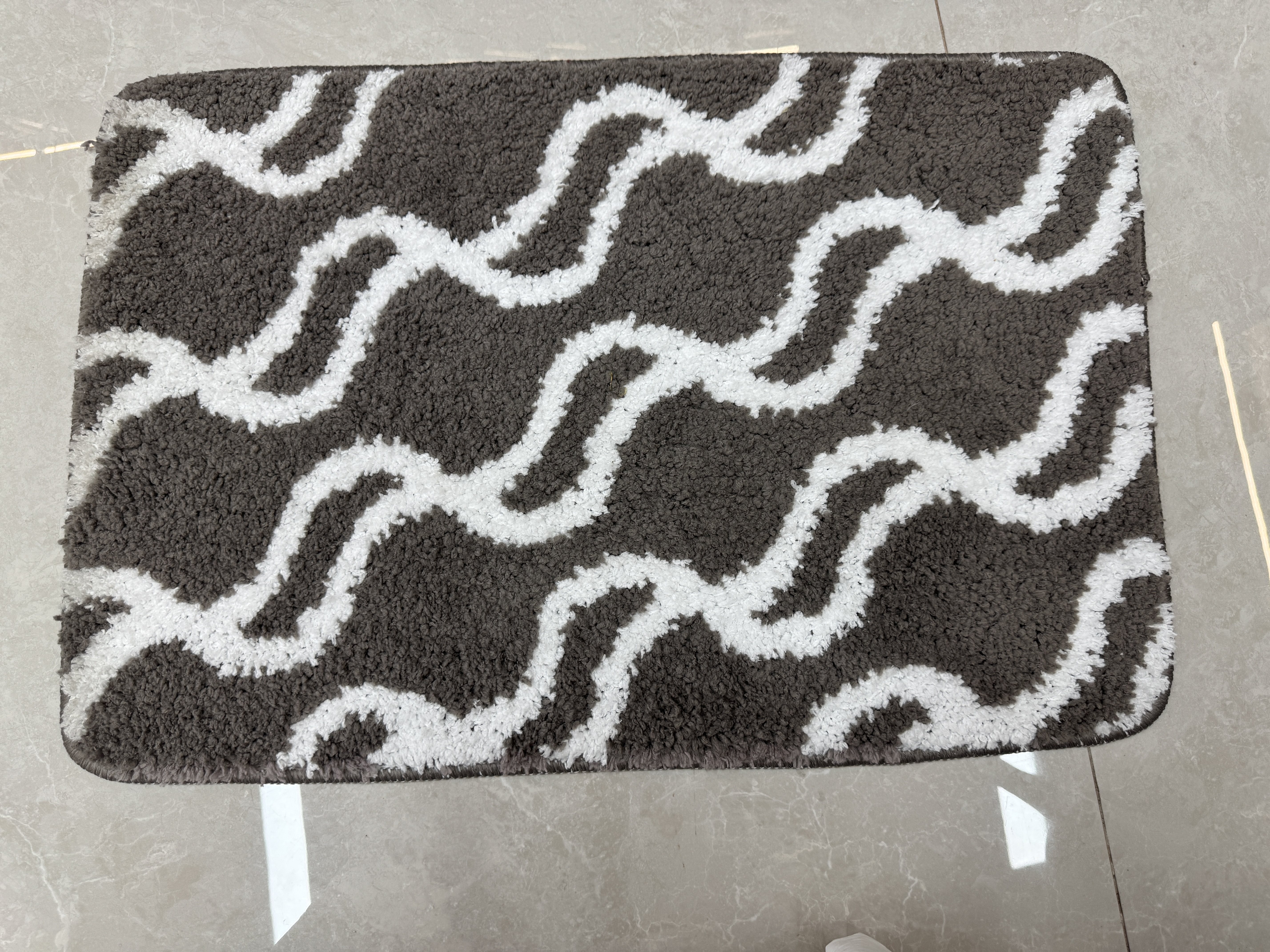 Flocked tufted water ripple carpet, household bathroom, toilet door floor mat, toilet water-absorbing and anti-slip floor mat detail image 4