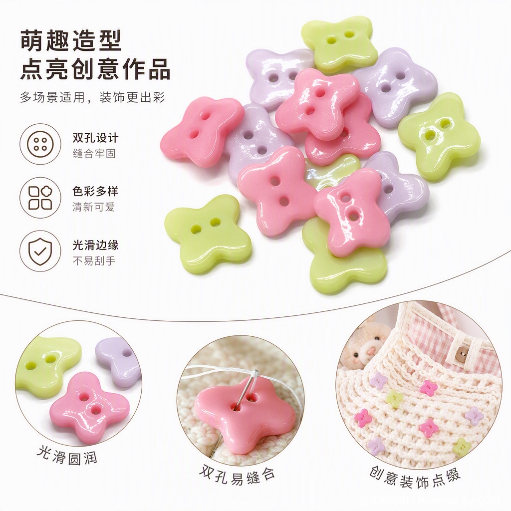 彩色纽扣两眼儿童衬衫毛衣针织开衫装饰扣可爱异形仿陶瓷彩色蝴蝶两眼纽扣童装女装衬衫针织衫发饰DIY娃衣装饰扣