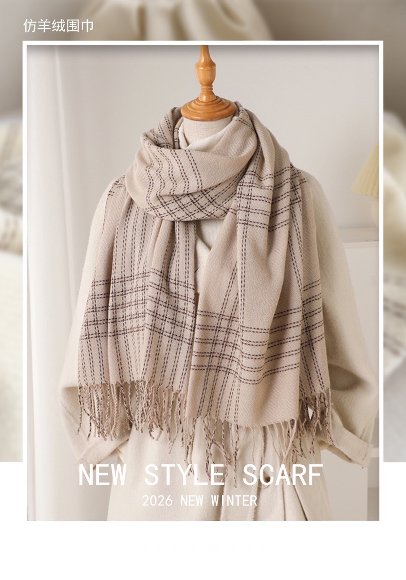 A faux cashmere scarf is a comfortable shawl and scarf for women to keep warm in autumn and winter detail image 1