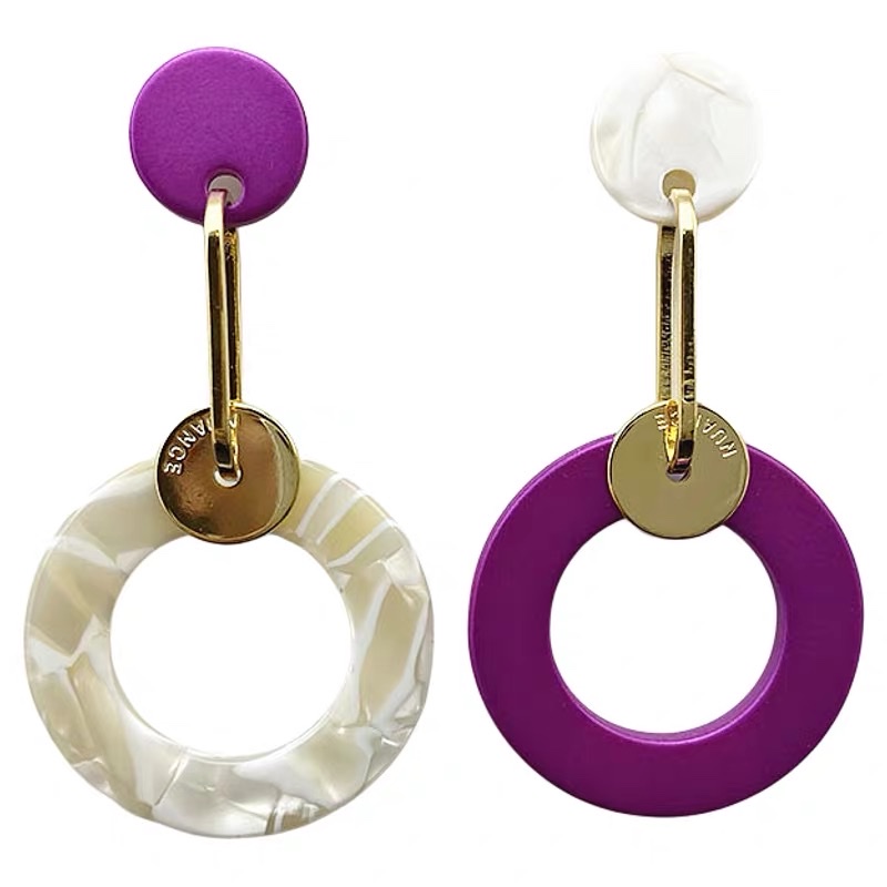 European and American exaggerated long earrings 2026 new bestseller, high-end exaggerated large circle unique earrings, purple earrings detail image 5