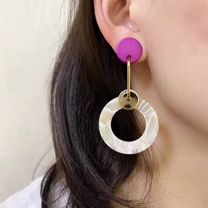 European and American exaggerated long earrings 2026 new bestseller, high-end exaggerated large circle unique earrings, purple earrings Specification image