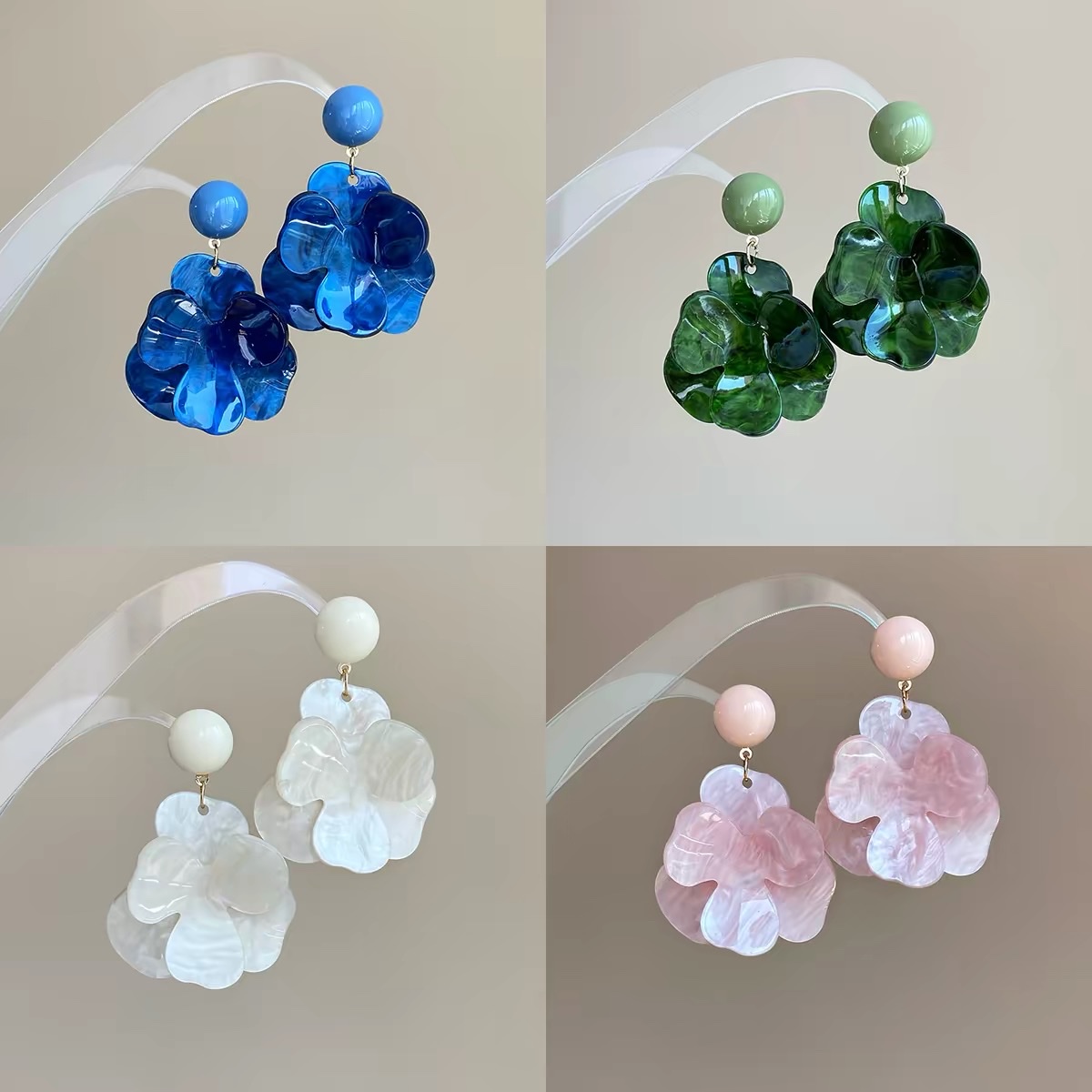 Klein Blue Earrings, vacation-style stud earrings, flower-exaggerated ear clips, women's 2026 new bestseller, extremely beautiful earrings