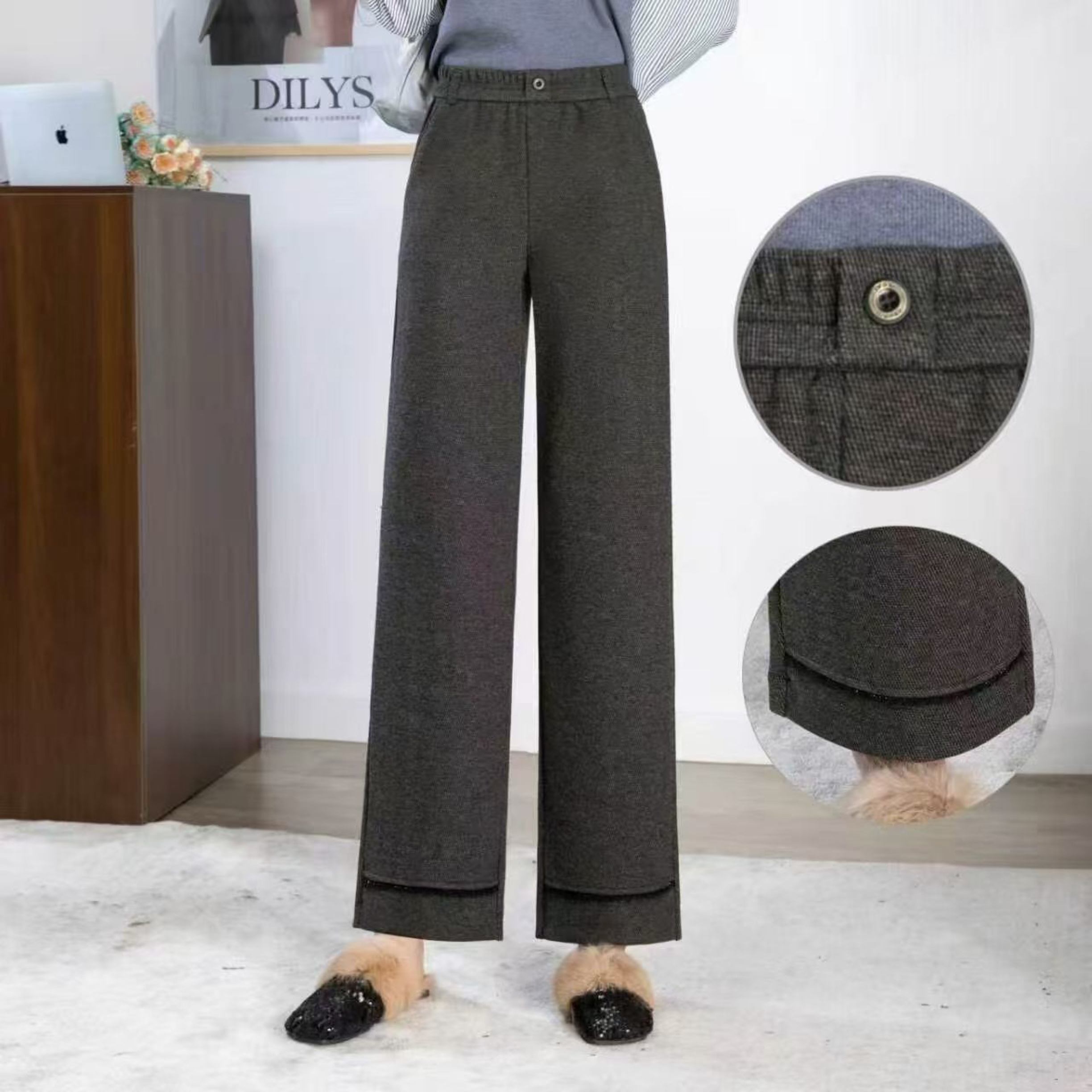 2026 grey matching autumn/Winter new women's trousers: fashionable and slimming small straight-leg pants, casual and slimming long pants that lift the buttocks