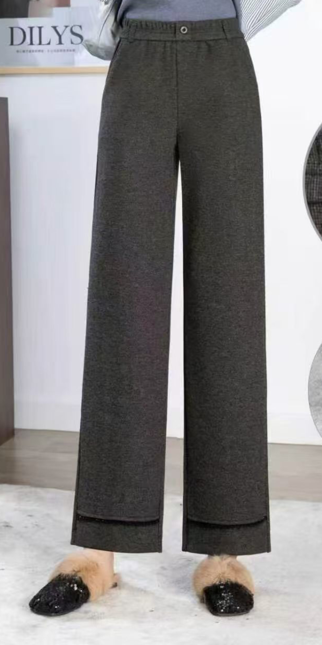 2026 grey matching autumn/Winter new women's trousers: fashionable and slimming small straight-leg pants, casual and slimming long pants that lift the buttocks details Picture