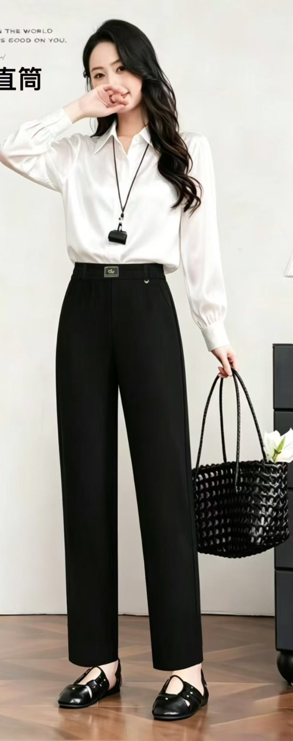 2026 brocado algodón estándar otoño invierno nuevo estilo mujer moda slim pequeño pantalones rectos casual look slim pantalones de elevación de cadera Item Picture