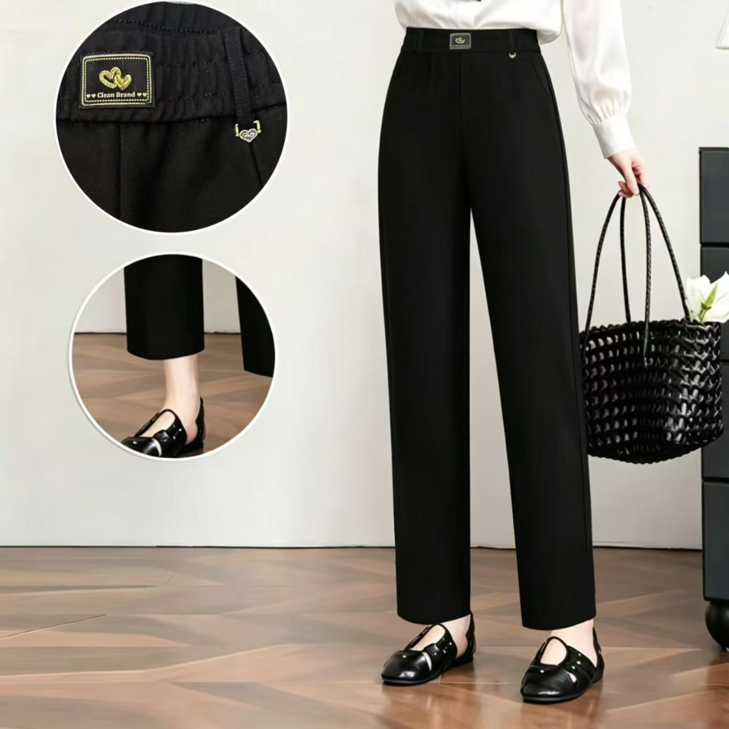 2026 brocado algodón estándar otoño invierno nuevo estilo mujer moda slim pequeño pantalones rectos casual look slim pantalones de elevación de cadera