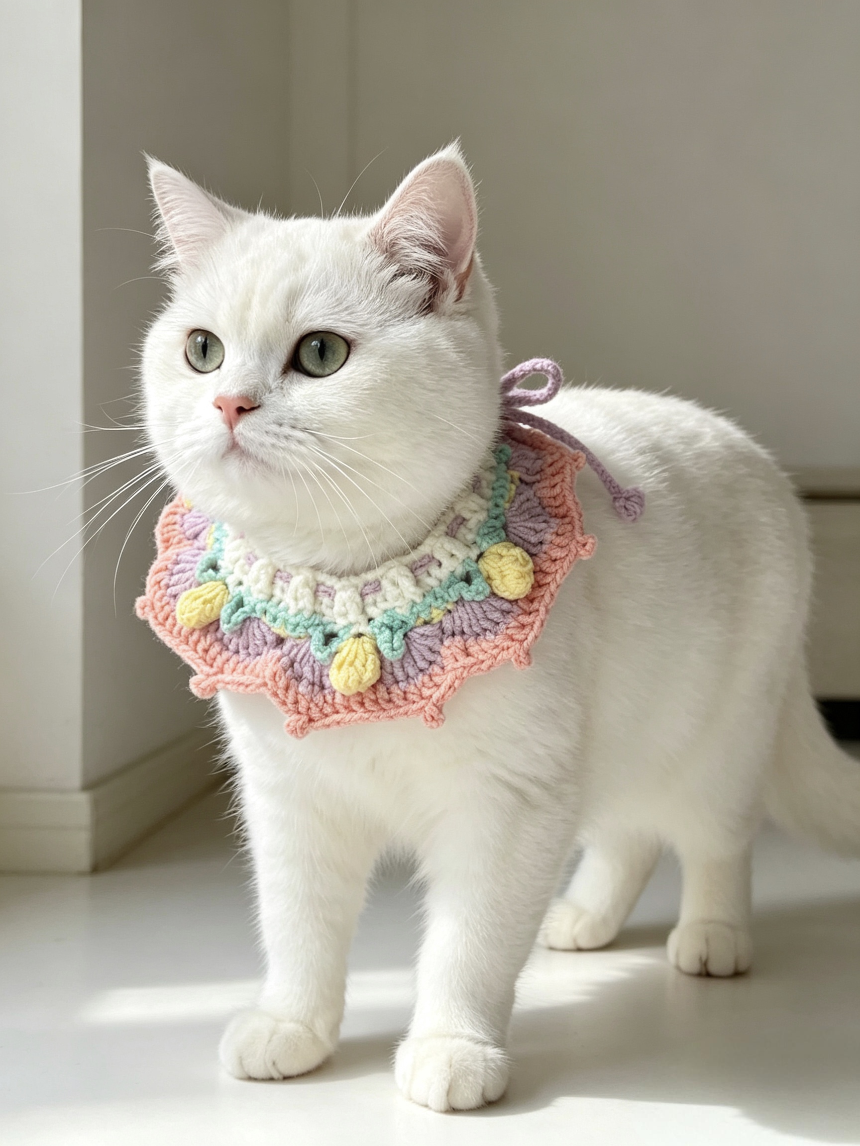 Macaron arco iris shell pet ganchos collar tender bump color gato perro foto cuello cuello cuello cuello ajustable collar de lana details Picture