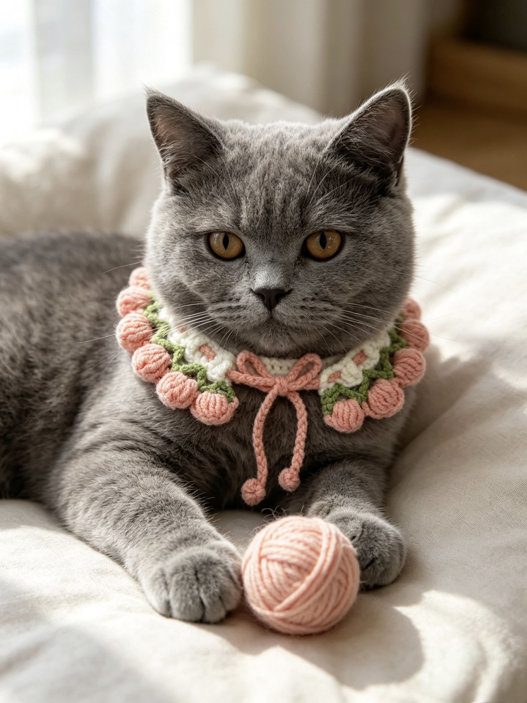 Melocotón burbuja gancho tejido pet collar suave moe melocotón encaje para gatos perro foto collar de lana ajustable collar Application Scenario