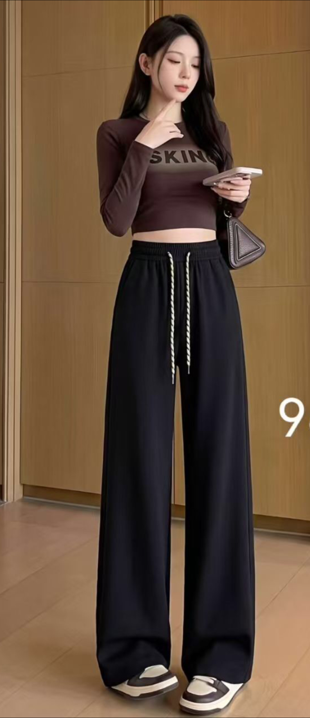 Otoño invierno 2026 nuevo estilo mujer negro pantalones de mujer moda slim pantalones rectos pantalones casuales details Picture