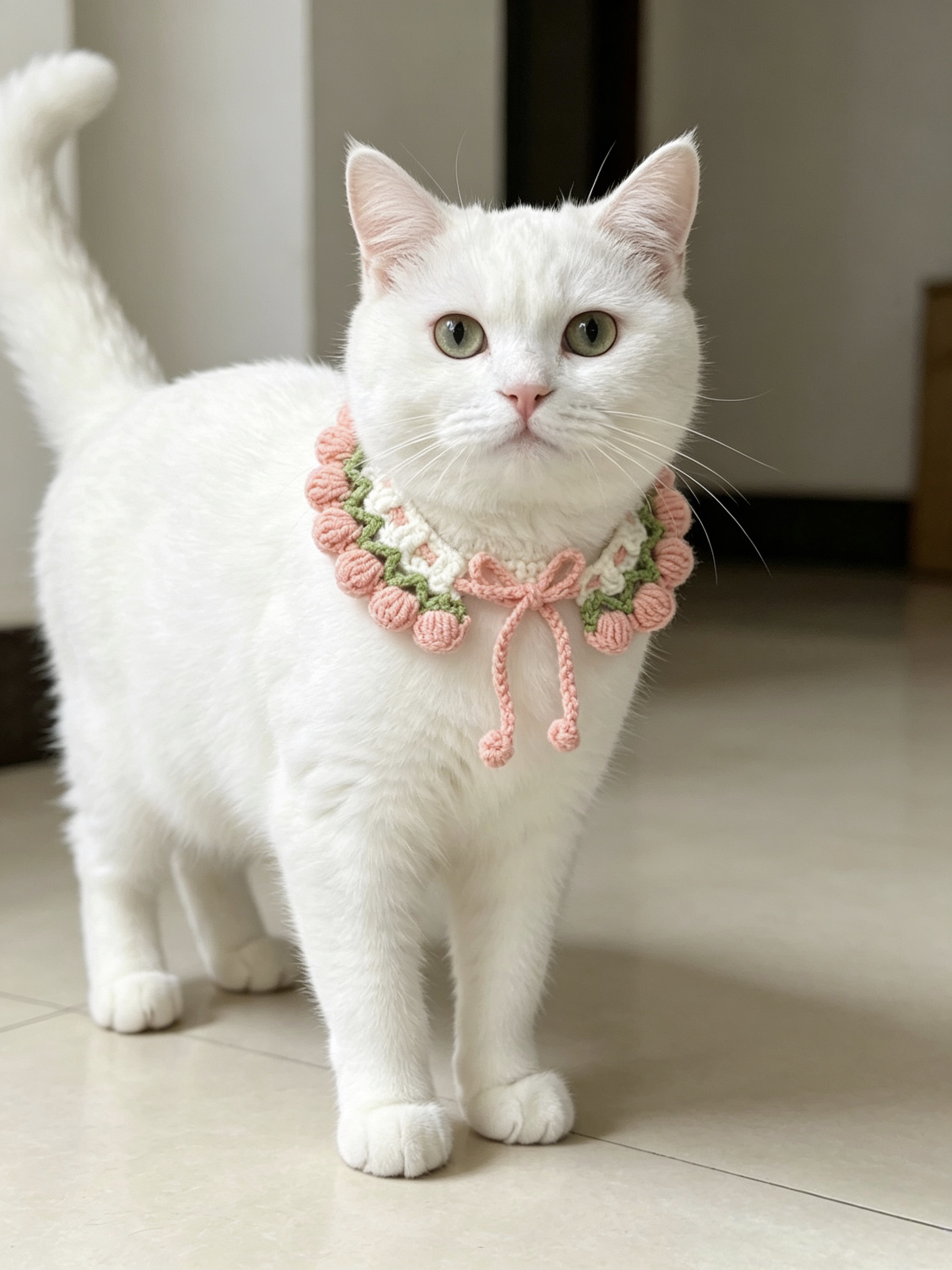 Melocotón burbuja gancho tejido pet collar suave moe melocotón encaje para gatos perro foto collar de lana ajustable collar