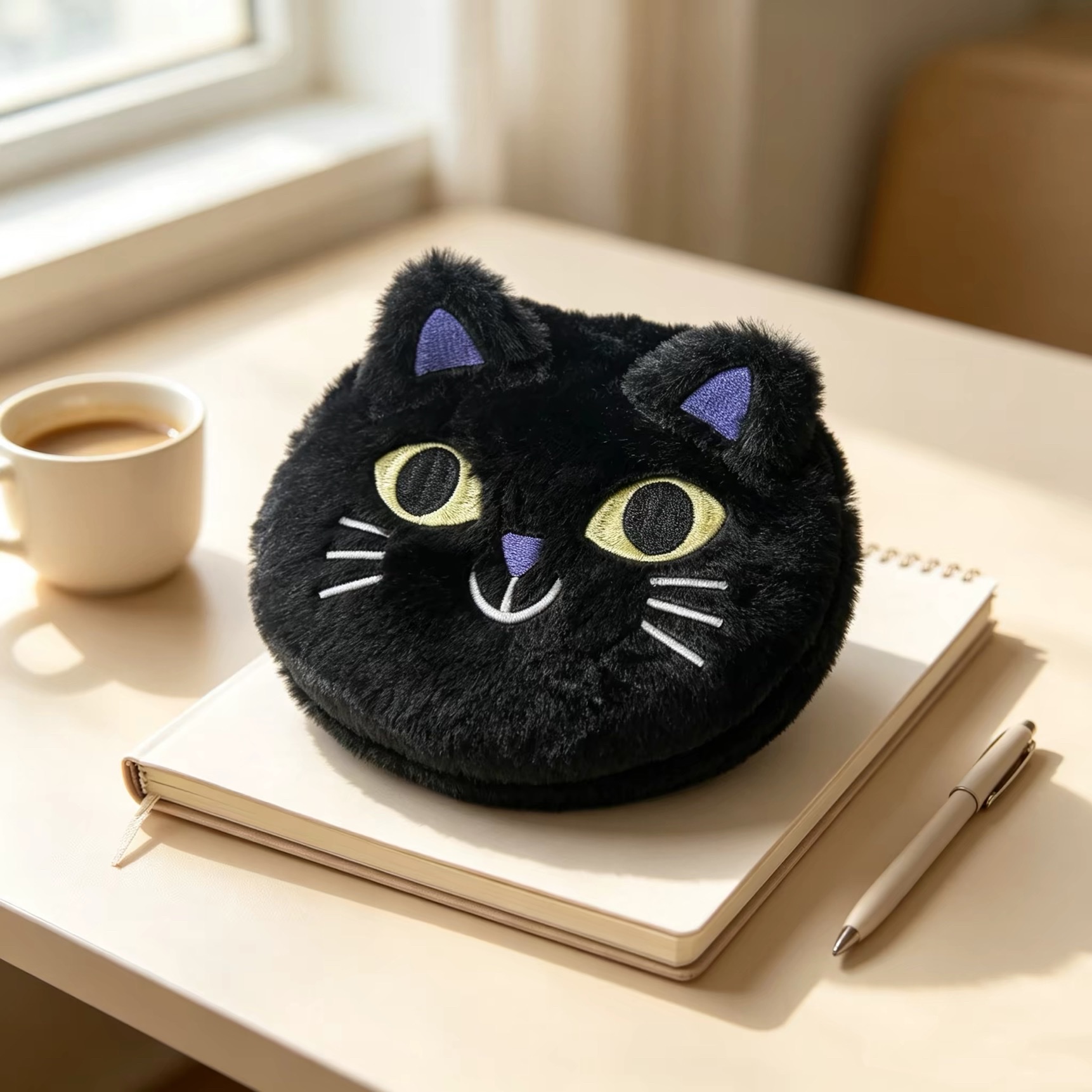 Irregular-shaped cartoon cat plush book, blank notebook, student prize notebook, plush toy, stationery and supplies notebook