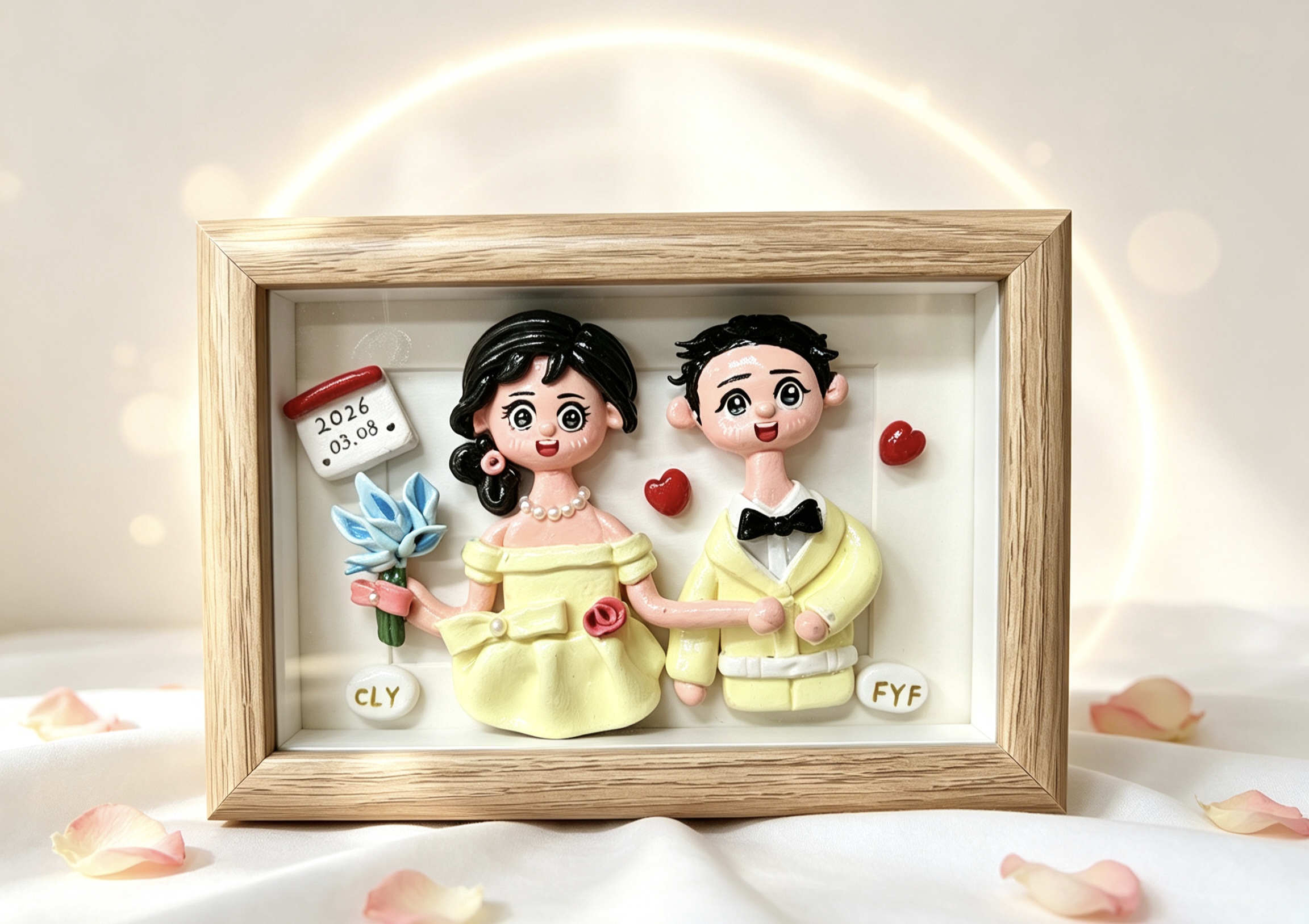 Soft clay figurine photo frame: Freeze our appearance as a commemorative gift details Picture