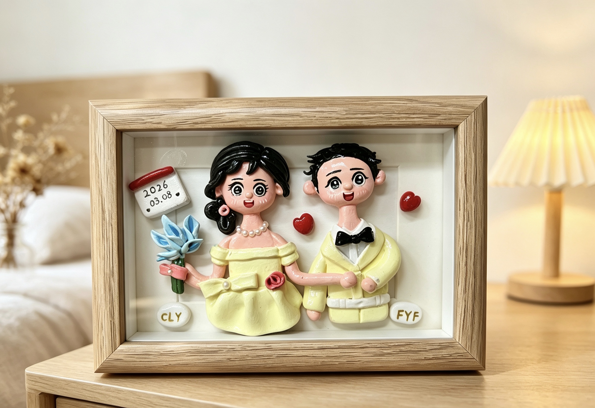 Soft clay figurine photo frame: Freeze our appearance as a commemorative gift