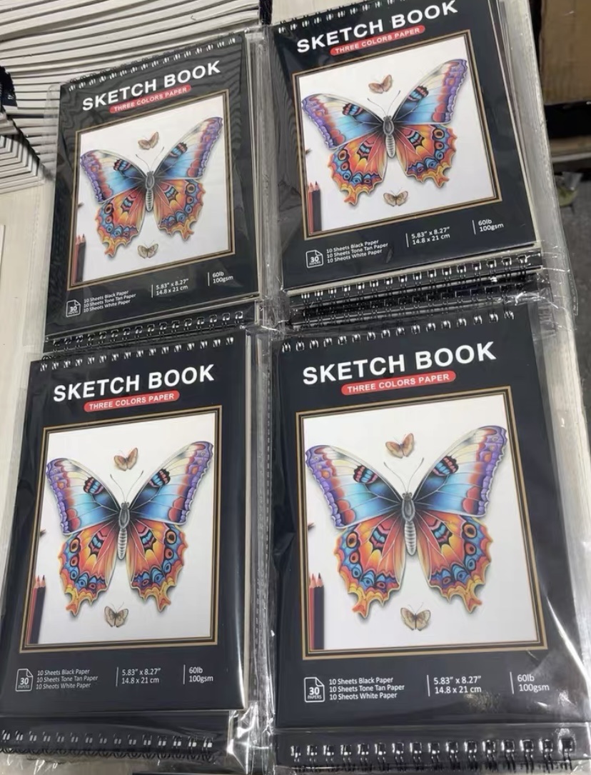 Customized coil sketchbook, 30 sketchbooks, customized three-color upturn sketchbooks