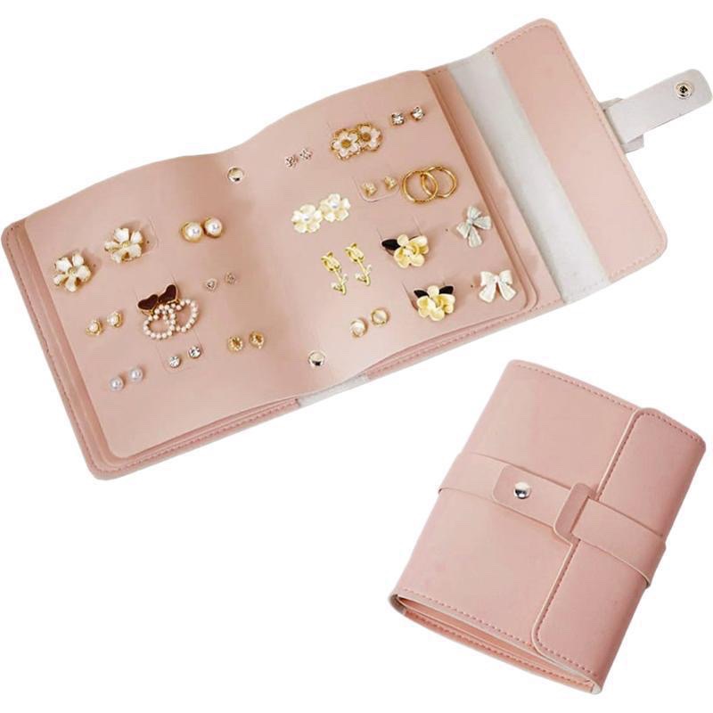 Korean InS-style portable leather earring storage book, multi-layer loose-leaf earring box, anti-oxidation travel jewelry bag Item Picture