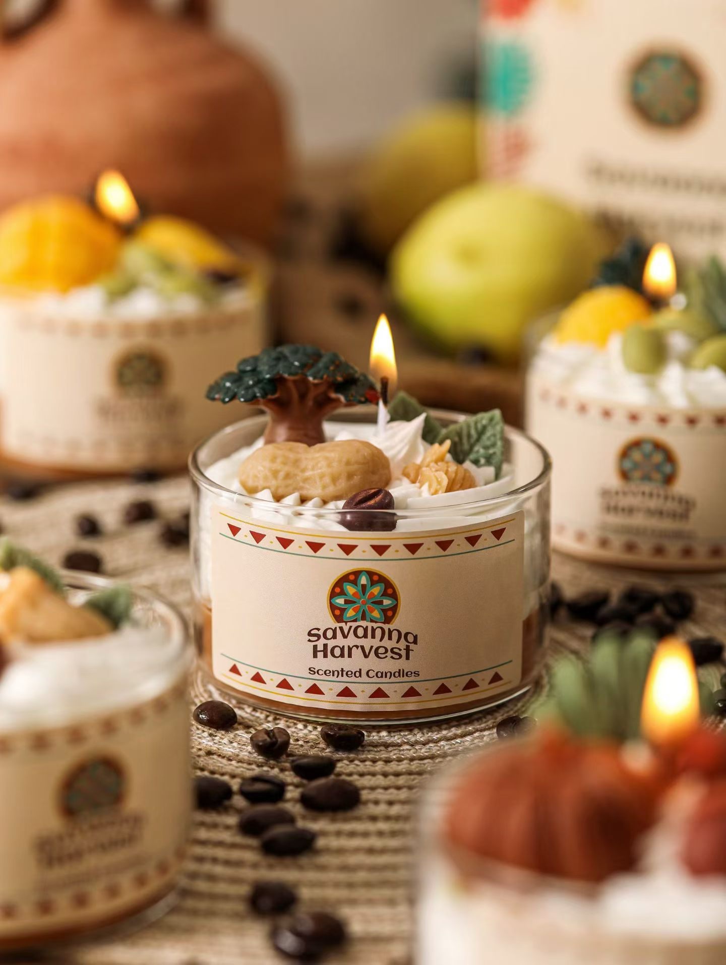 【 New Product 】Savanna Harvest Creative African Savanna Animal Scented Candle Fruit Cream Shaped Cup Scented Candle