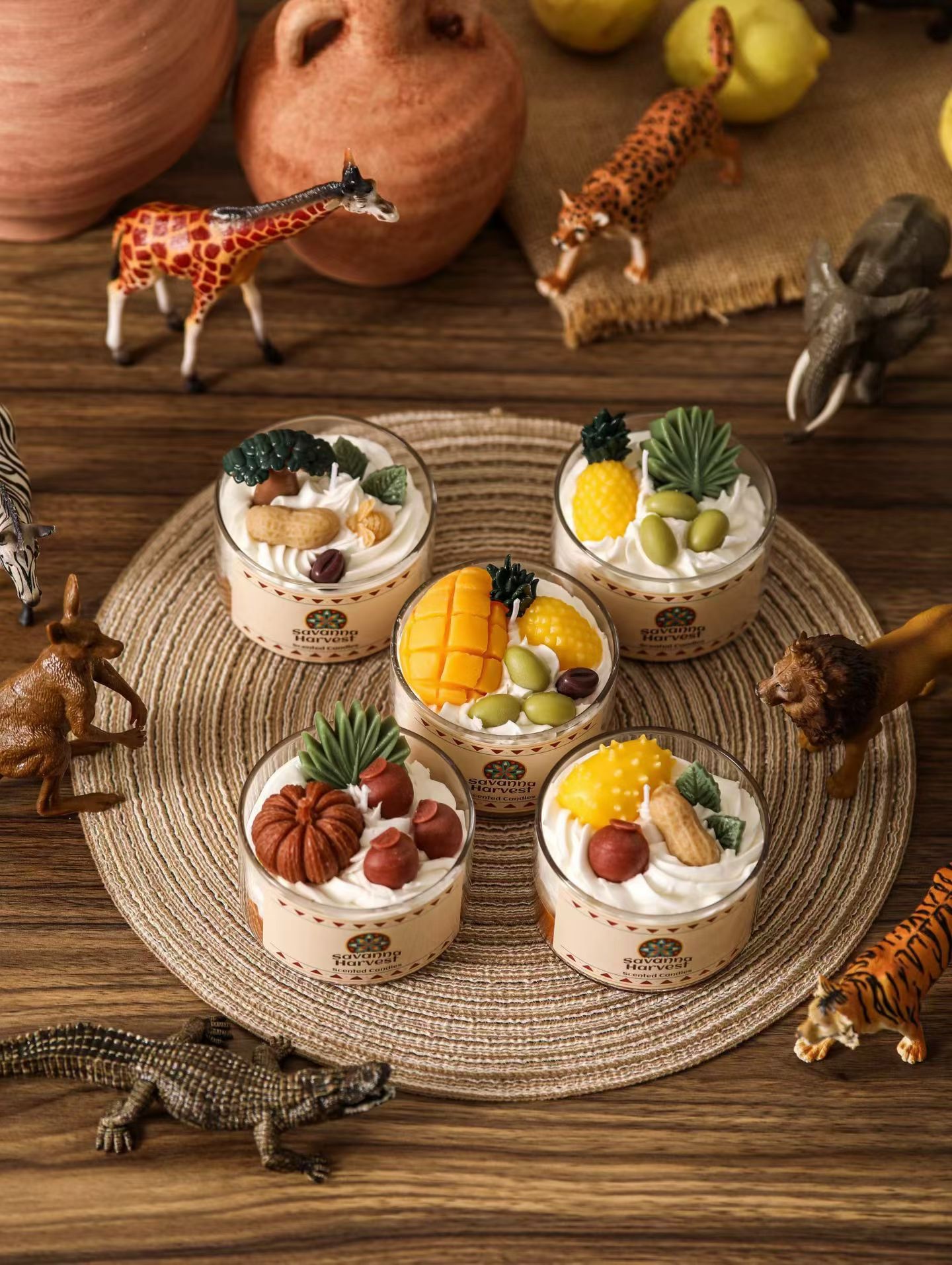 【 New Product 】Savanna Harvest Creative African Savanna Animal Scented Candle Fruit Cream Shaped Cup Scented Candle details Picture
