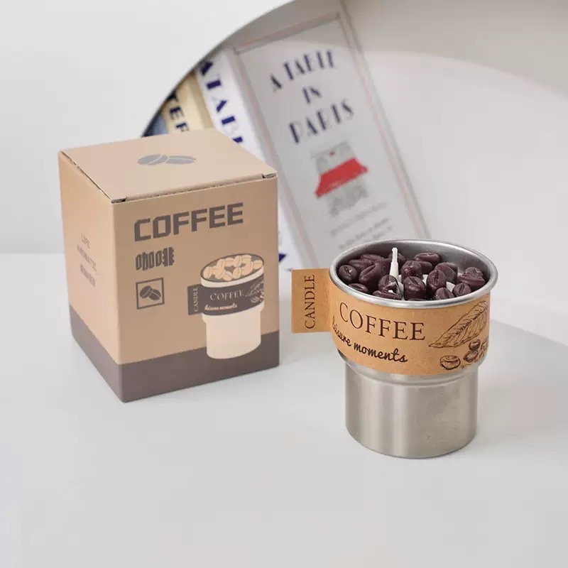 Grano de café vela perfumada sentido superior acompañado de la mano regalo de regalo sentido de la atmósfera pequeño regalo fragancia simulación de la forma taza de cera Application Scenario