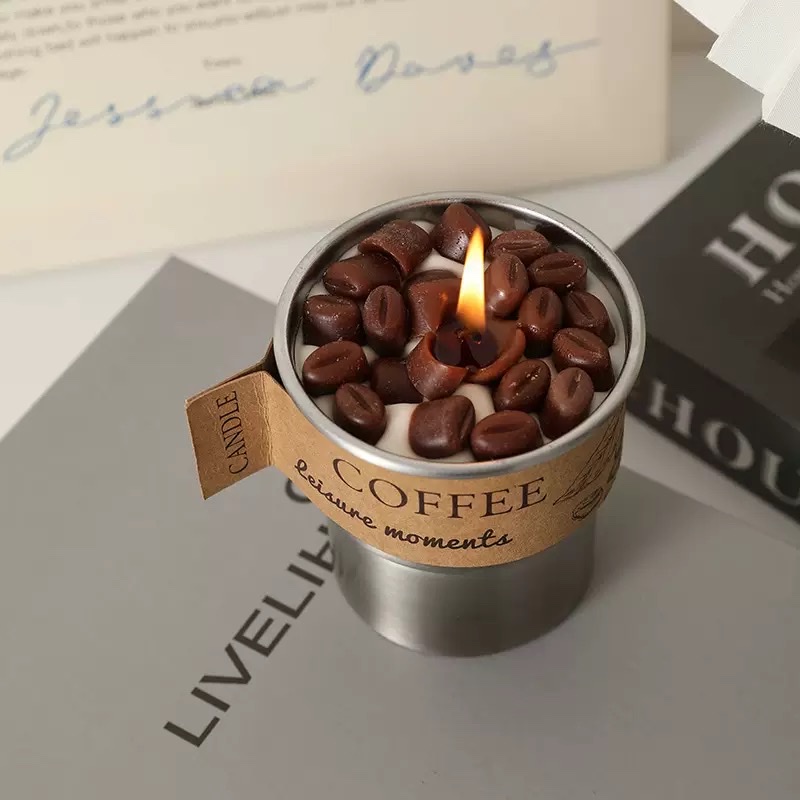 Grano de café vela perfumada sentido superior acompañado de la mano regalo de regalo sentido de la atmósfera pequeño regalo fragancia simulación de la forma taza de cera details Picture