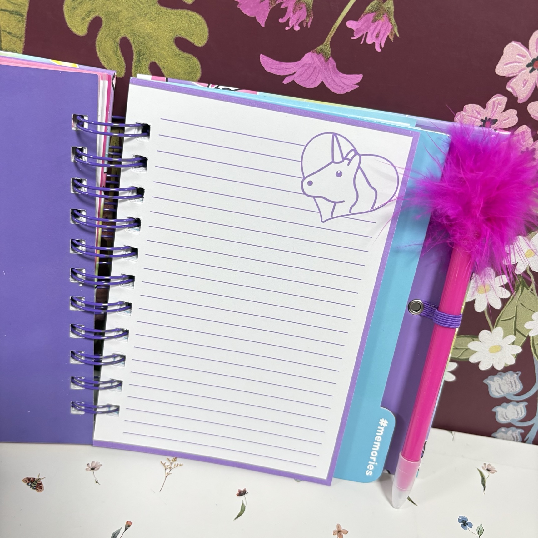 Cute b6 unicornio cartoon crossline notebook set pluma bolígrafo paginación compartimento libro de mano para niñas detail image 4