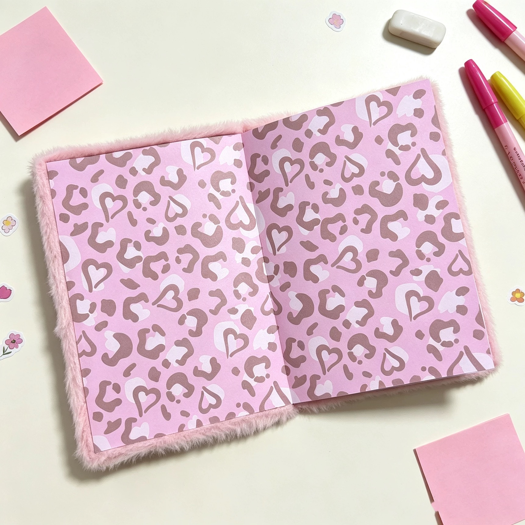 Alto nivel de apariencia rosa a5 peluche páginas de color libro de líneas horizontales dachshund cuaderno de perro libro de premios estudiantil libro de leopardo rosa detail image 6