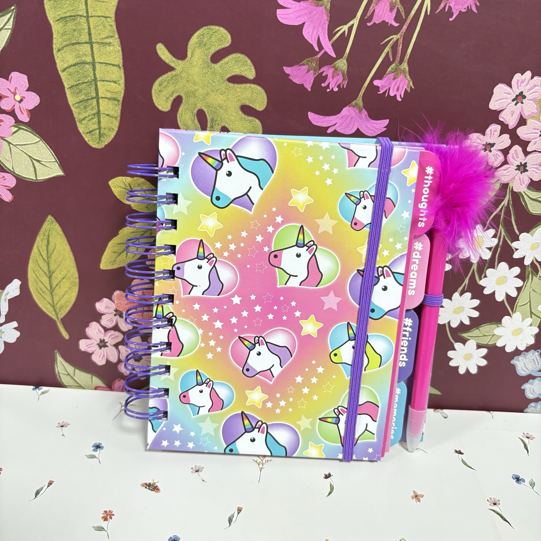 Cute b6 unicornio cartoon crossline notebook set pluma bolígrafo paginación compartimento libro de mano para niñas