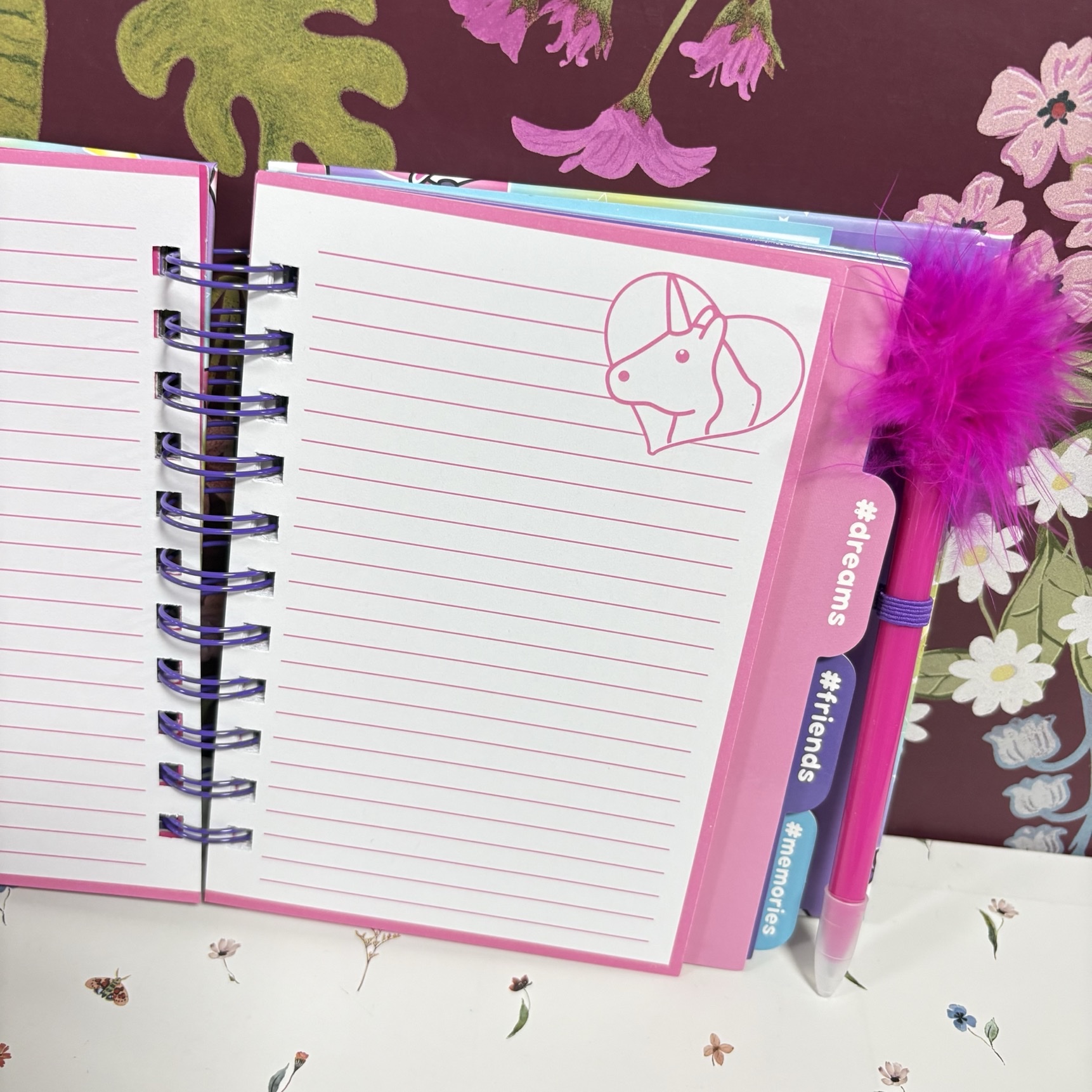 Cute b6 unicornio cartoon crossline notebook set pluma bolígrafo paginación compartimento libro de mano para niñas detail image 3