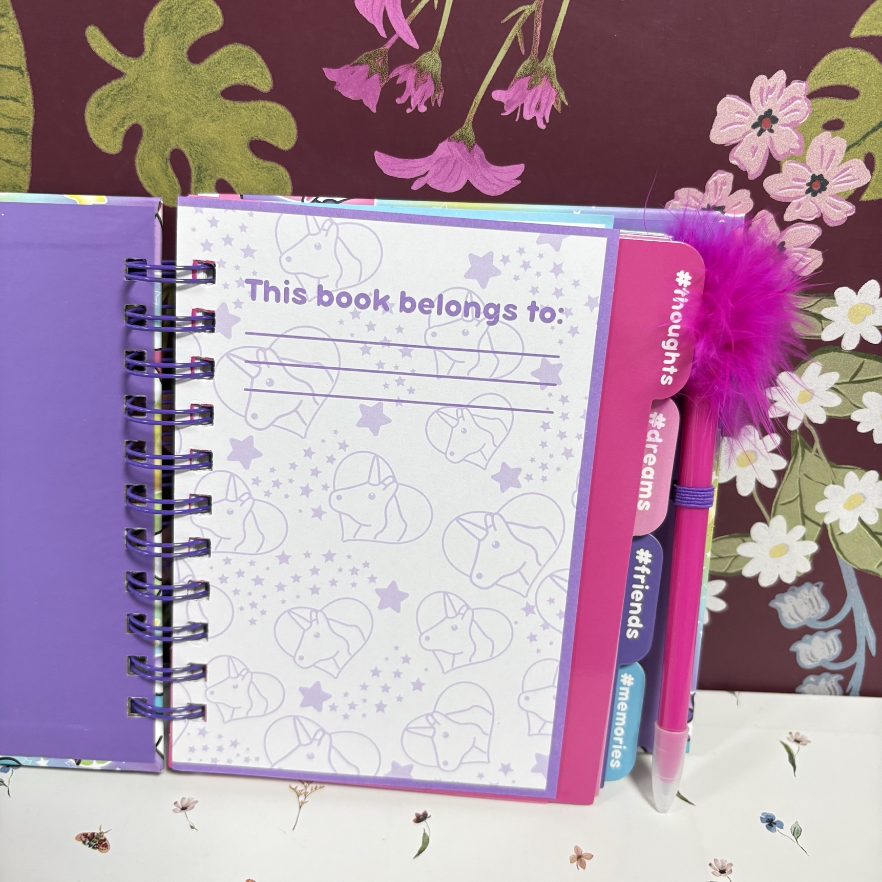 Cute b6 unicornio cartoon crossline notebook set pluma bolígrafo paginación compartimento libro de mano para niñas detail image 2