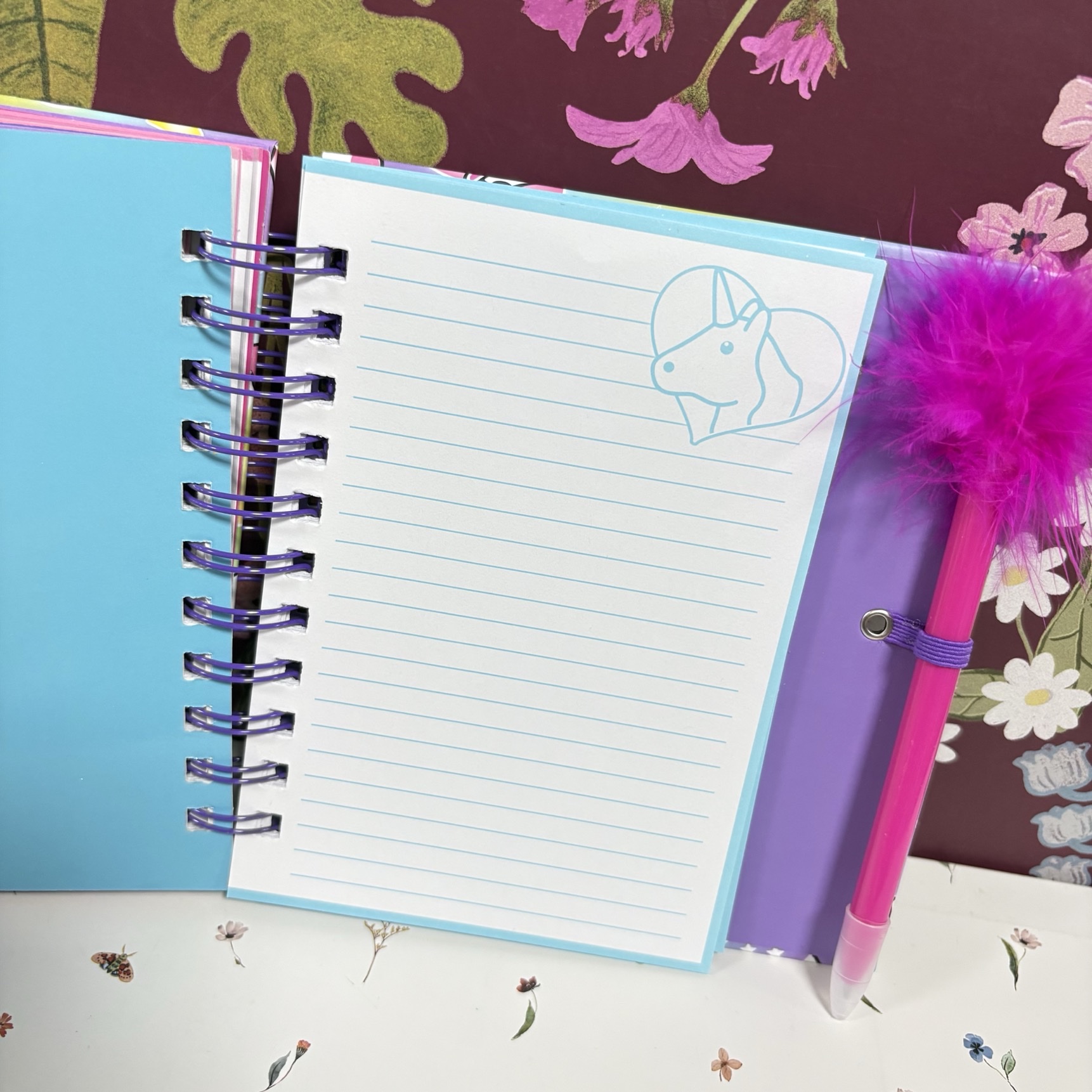 Cute b6 unicornio cartoon crossline notebook set pluma bolígrafo paginación compartimento libro de mano para niñas Item Picture