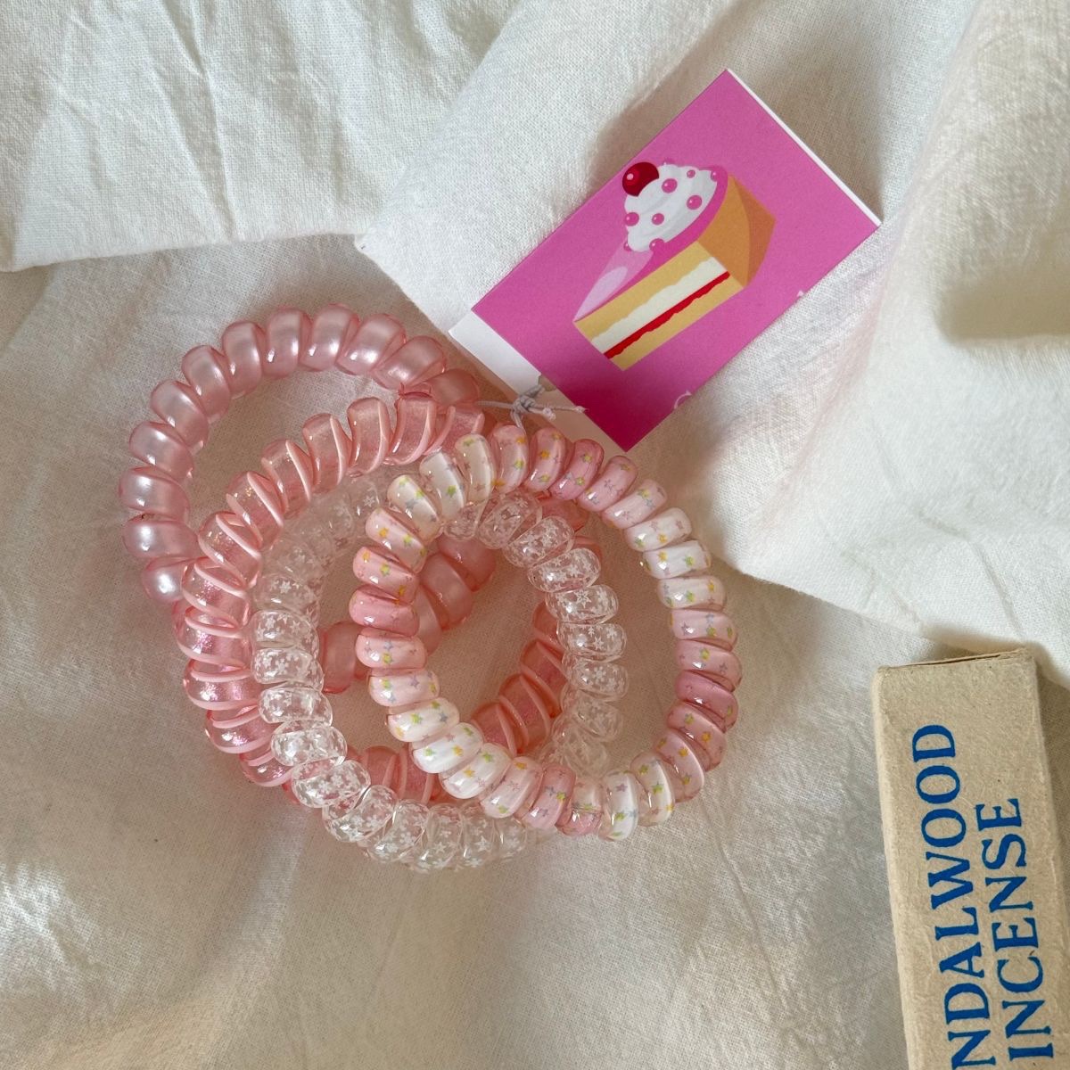 Clear and transparent gradient glitter telephone line hair band, gentle macaron color series, no marks, no damage to hair, hair tie, elastic band for women detail image 6