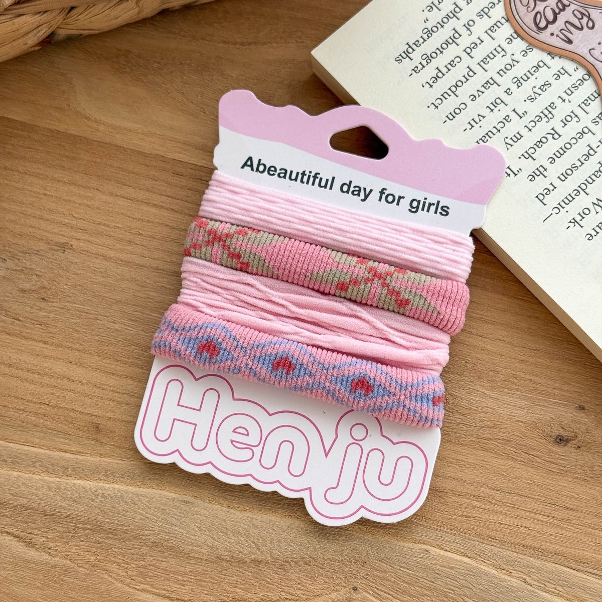 Nuevo estilo dulce dopamina color intestino delgado anillo de pelo conjunto de 3 piezas satén plisado intestino delgado anillo de pelo versátil cuerda de pelo Specification image