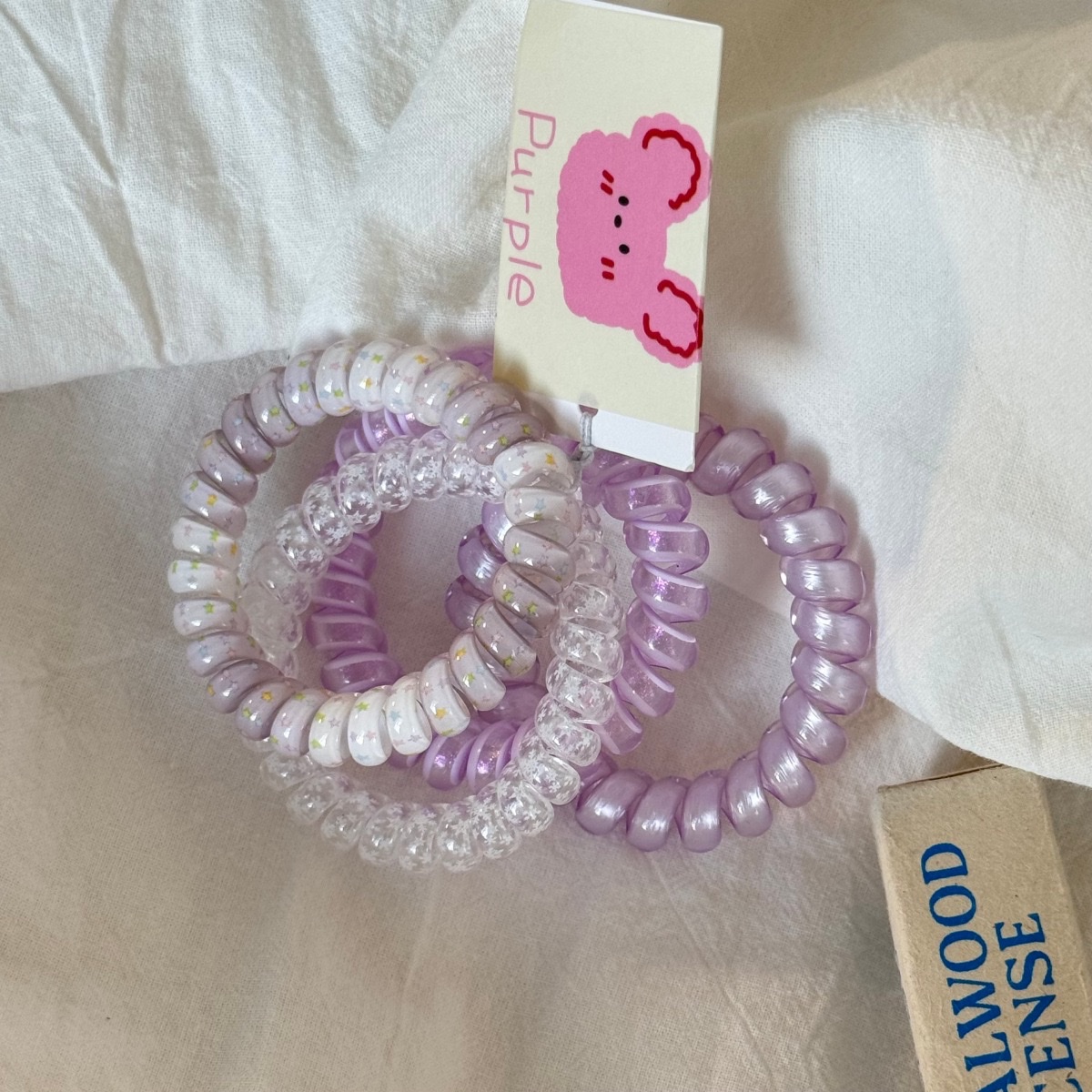 Clear and transparent gradient glitter telephone line hair band, gentle macaron color series, no marks, no damage to hair, hair tie, elastic band for women detail image 7