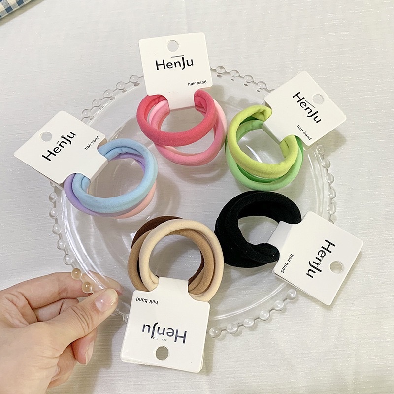 Korean high-elasticity, non-damaging hair towel band, durable quality, basic hair tie, hair band and hair accessory Specification image