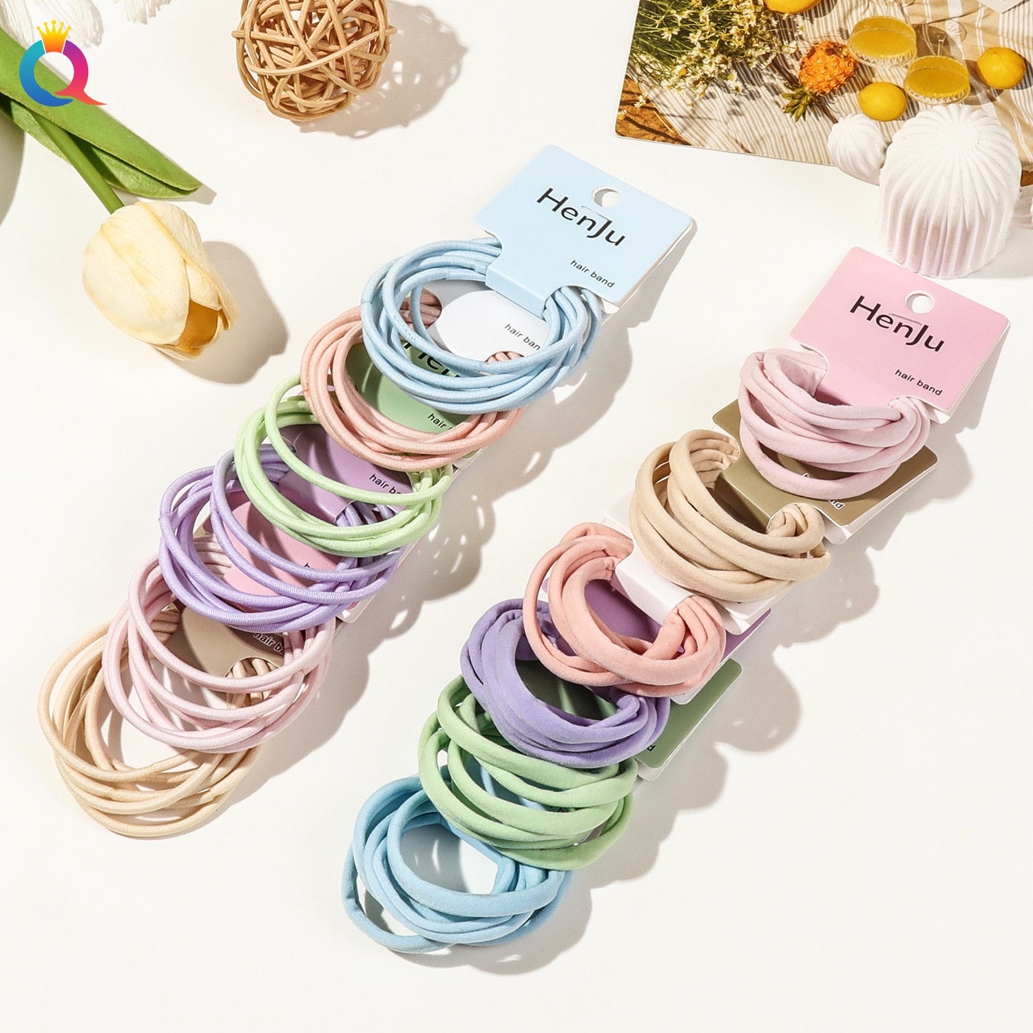 Korean-style seamless towel loop headband for girls, high-end hair tie, high-elasticity rubber band, hair cover and hair accessory details Picture