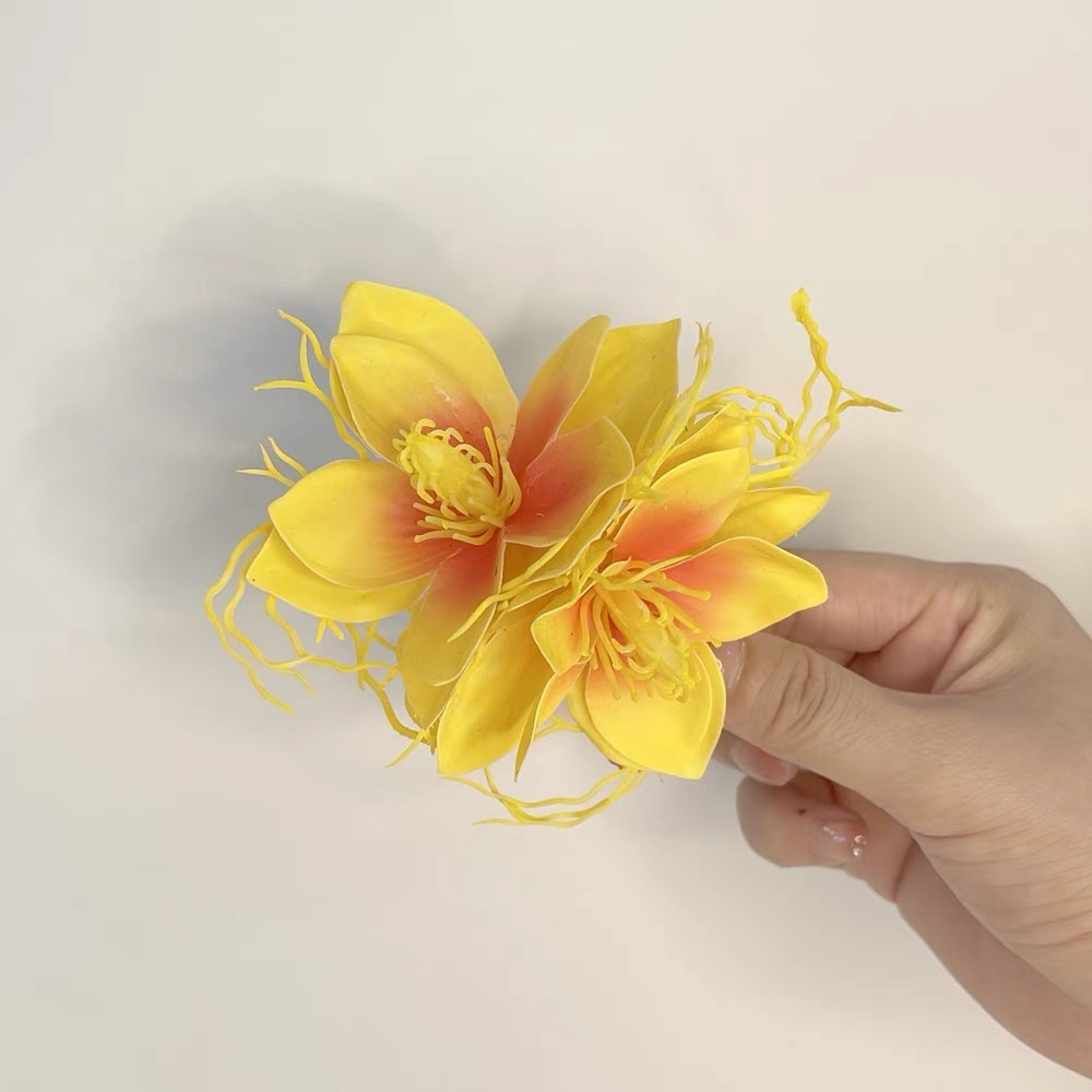 Elegant dragon beard jasmine hair clip, atmosphere simulation flower duckbeak clip, side bangs clip, seaside photo hair accessory Item Picture