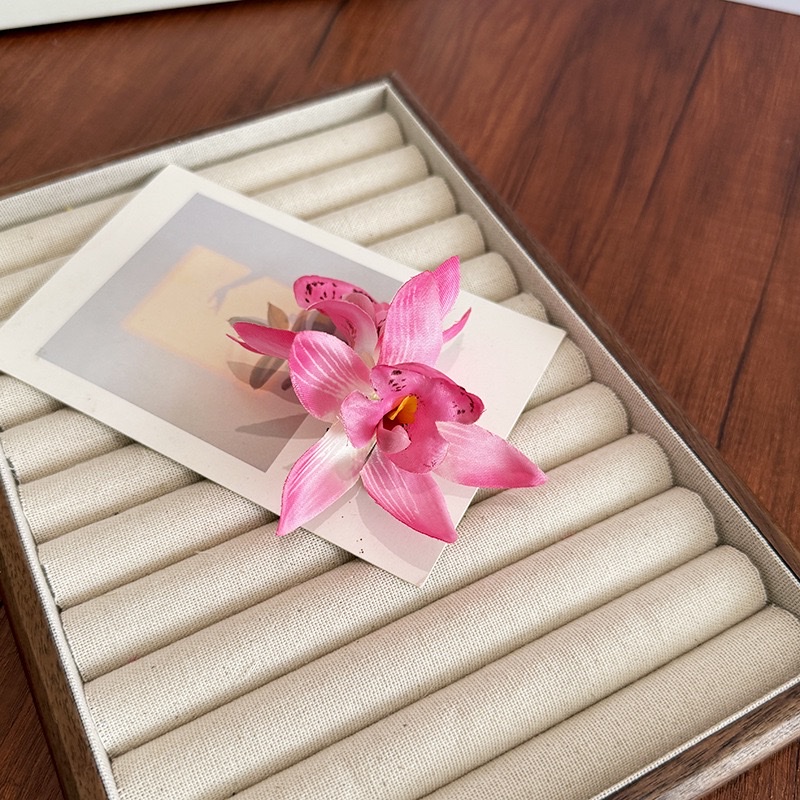 跨境仿真蕙兰花边夹春夏度假发饰波西米亚发卡海边沙滩头花朵发夹发卡详情图3