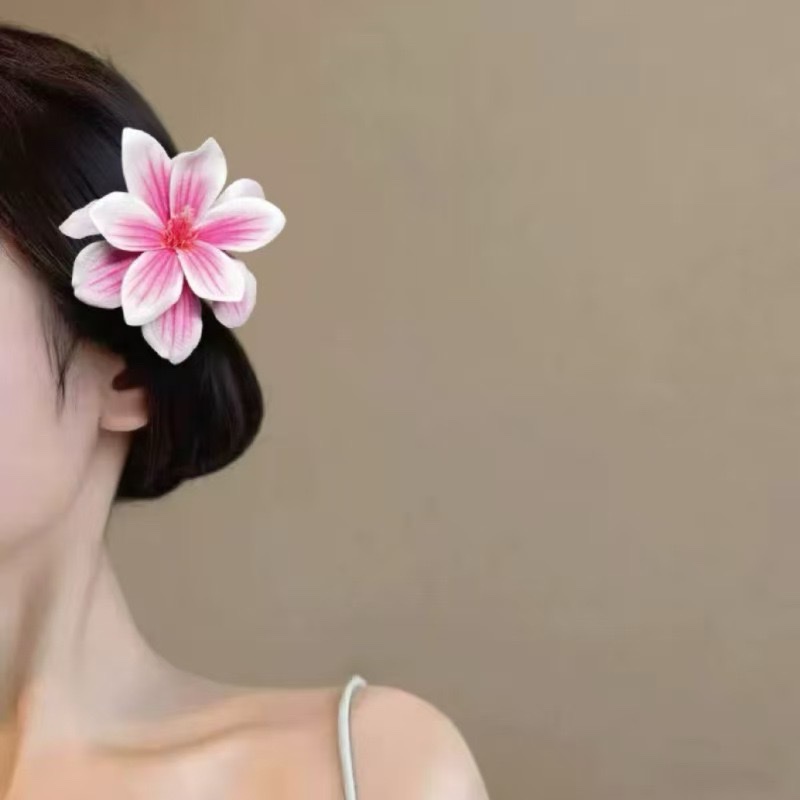 Seaside vacation style Cymbidium flower hairpins for women's outing photos side clip hairstyle flower plate hair accessories Item Picture
