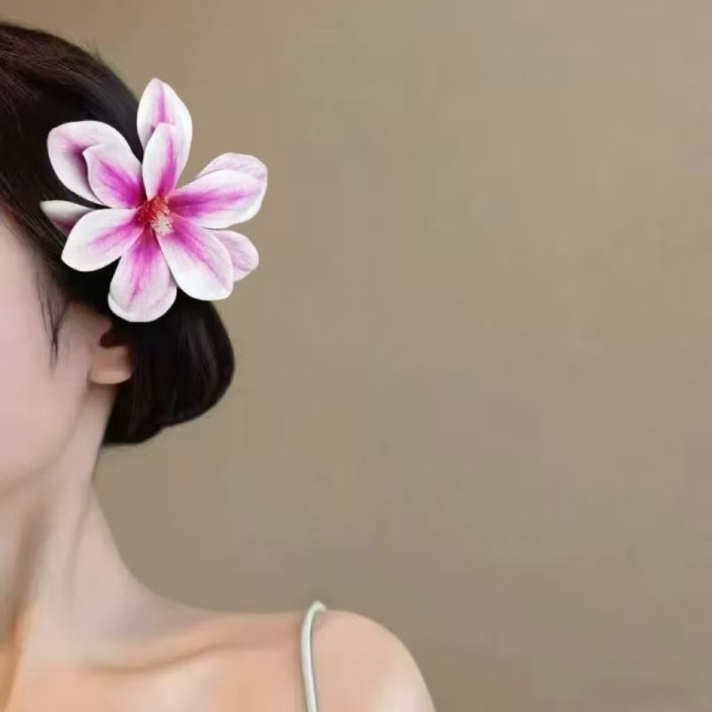 Seaside vacation style Cymbidium flower hairpins for women's outing photos side clip hairstyle flower plate hair accessories details Picture