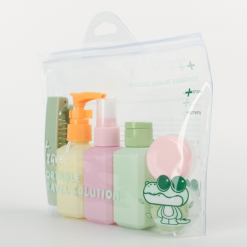 Travel portioned bottle set, portable personal care storage bag, business trip and travel portable skin care portioned combination with folding comb detail image 8