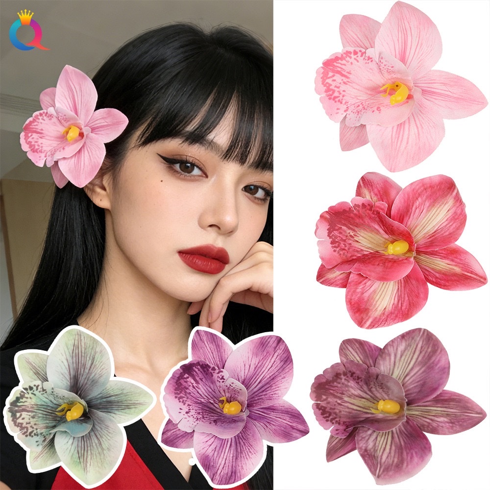 仿真兰花发夹大花蕙兰侧边夹度假拍照头饰女多色