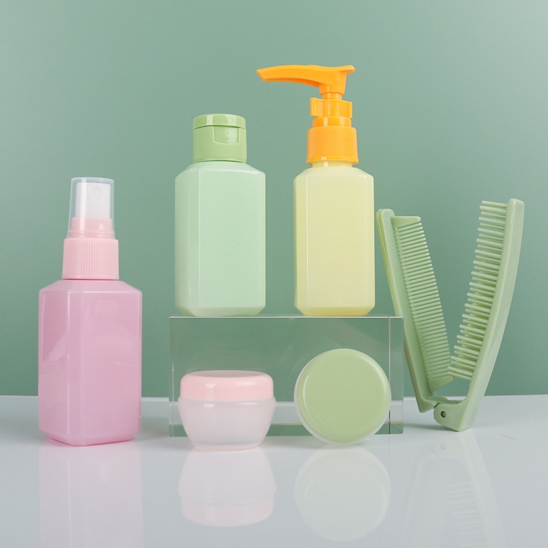 Travel portioned bottle set, portable personal care storage bag, business trip and travel portable skin care portioned combination with folding comb detail image 3