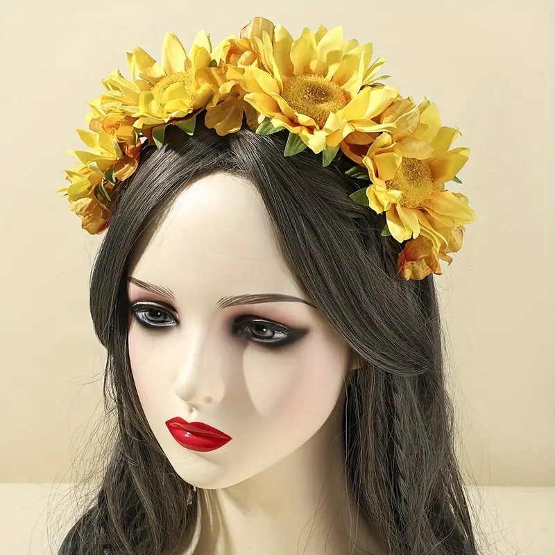 Sweet and cute style large sunflower-shaped ladies' headband for daily wear and birthday party headwear wholesale Specification image