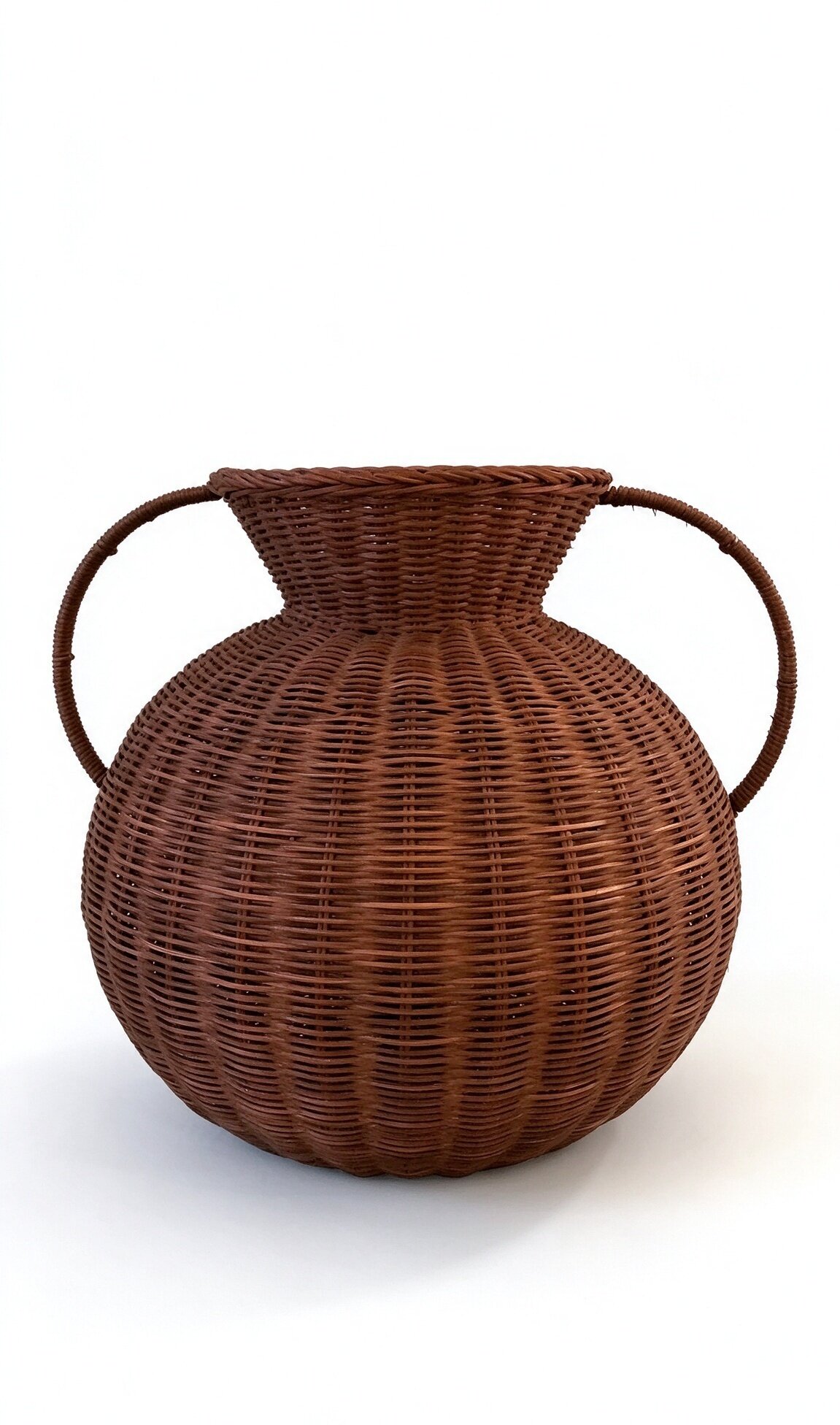 Jarrón de ratán blanco hecho a mano binaural marrón de ratán tejido artesanía decoración del hogar hotel colocación jarrón plantado restaurante exhibición jarrón tejido pic 2