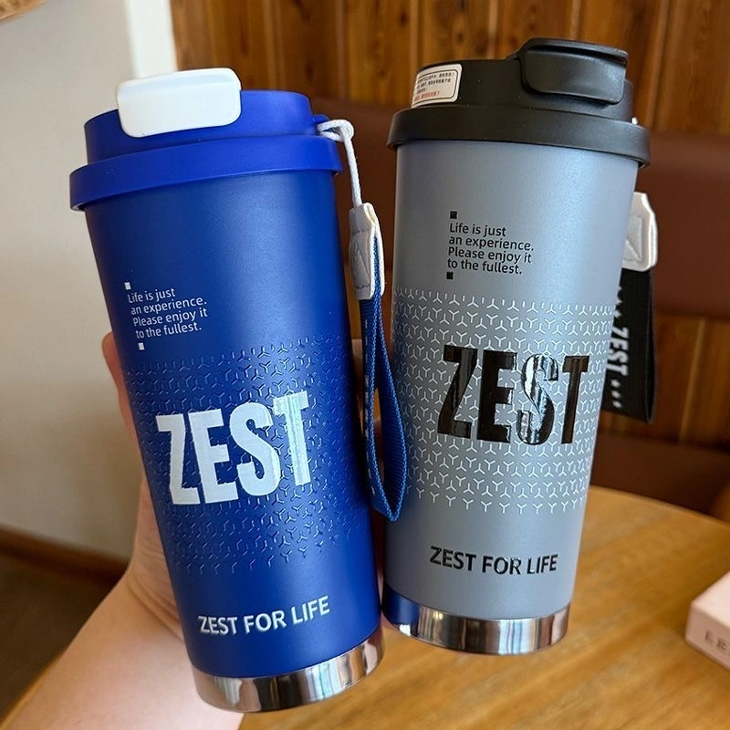 Portable insulated cup, fashionable outdoor coffee cup, large-capacity straw, double-drinking car insulated water cup, water cup manufacturer detail image 3