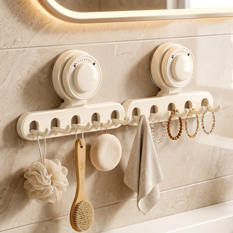 Suction cup door, rear hook, bathroom, no need for drilling, row of hooks, adhesive load-bearing hooks, storage, hangers detail image 4