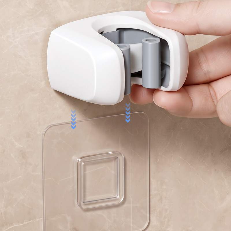 Non-perforated mop clamp, suction cup, mop stand, wall-mounted mop clamp, mop hook, broom hook, storage latch Application Scenario