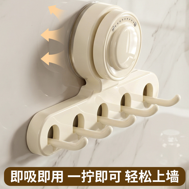 Suction cup door, rear hook, bathroom, no need for drilling, row of hooks, adhesive load-bearing hooks, storage, hangers detail image 6