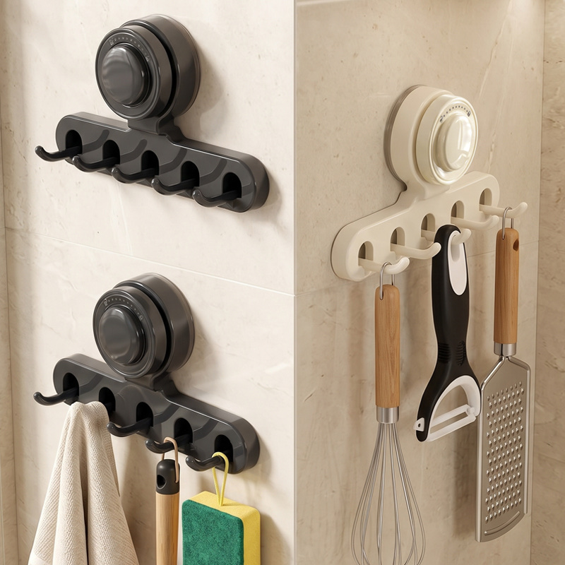Suction cup door, rear hook, bathroom, no need for drilling, row of hooks, adhesive load-bearing hooks, storage, hangers Item Picture